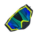 Ochelari unisex ski, snowboard, motociclism, ciclism, rama verde, lentila multicolora, O11GMN